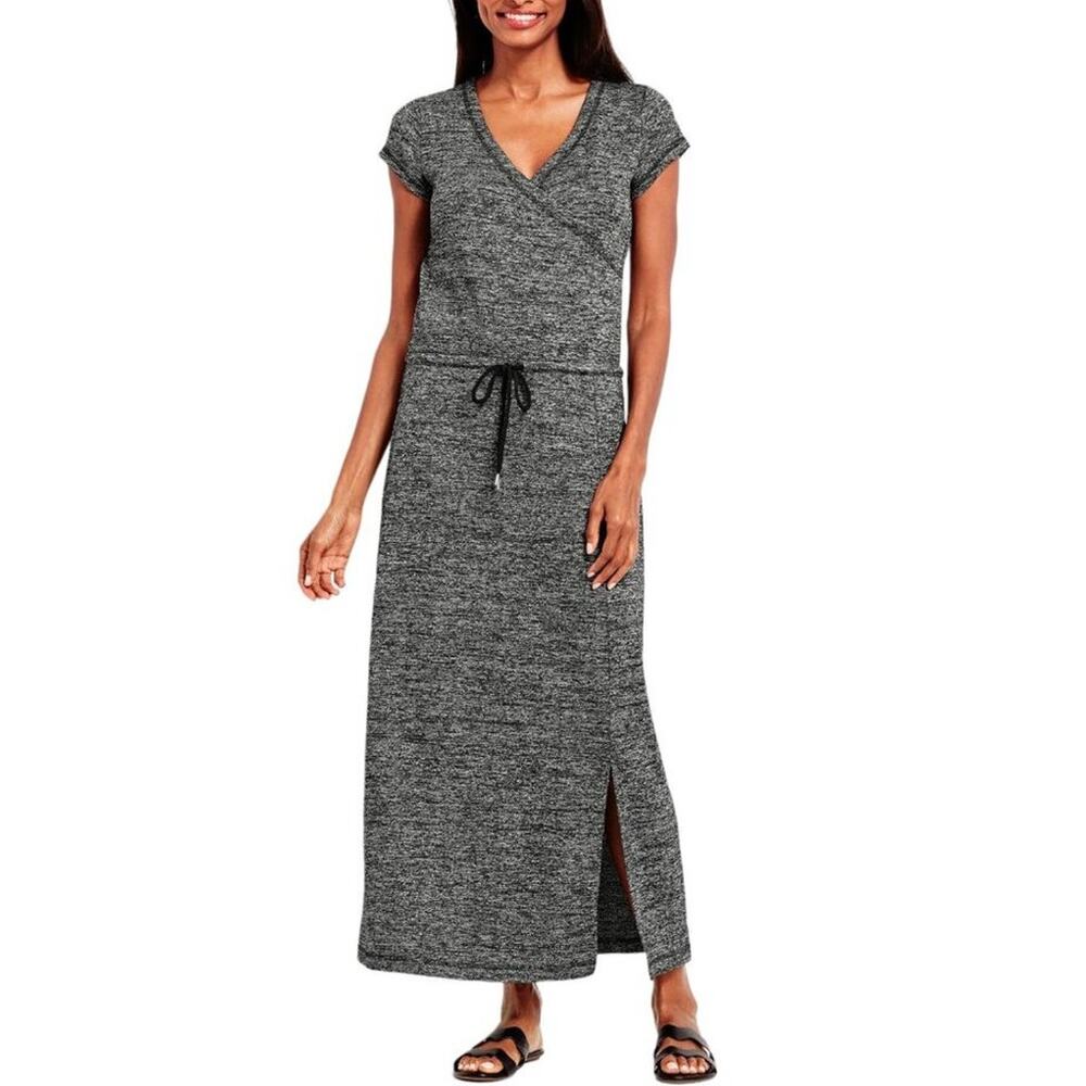 TALBOTS Marled Soft-Drape Jersey Drawstring Waist Dress  SZ XL